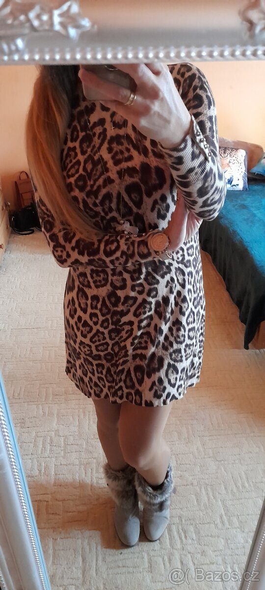 Warehouse leopardí úpletové šaty - 9