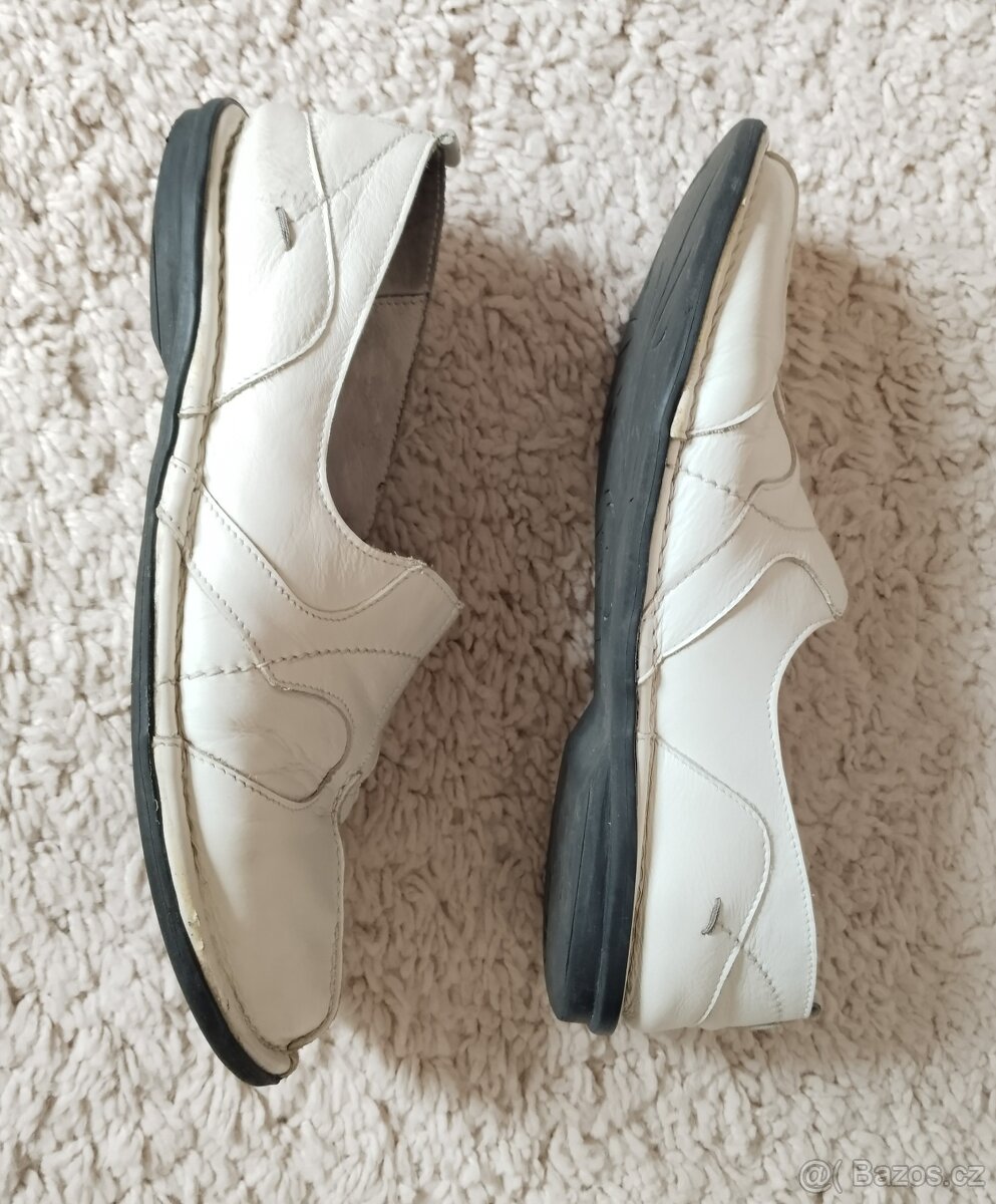 Dámské kožené mokasíny, polobotky, bílé, vel. 39, Baťa - 9