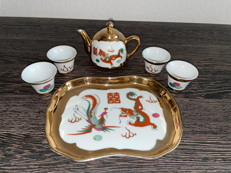 Značený čínský čajový servis porcelánový drak - 9