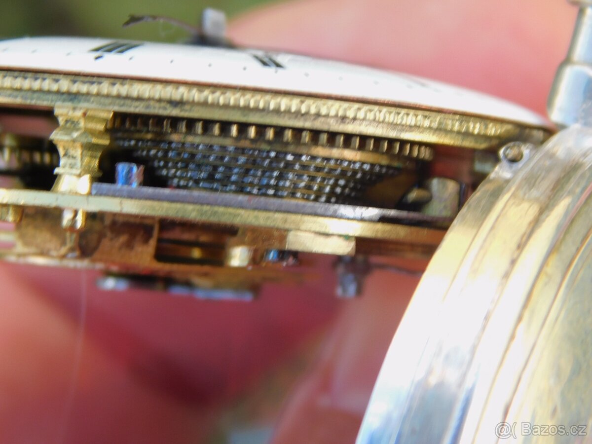 Celostříbrné anglické kapesní hodinky Špindlovky - 9