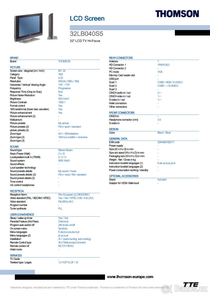 Televize THOMSON 32LB040S5 - za odvoz - 9
