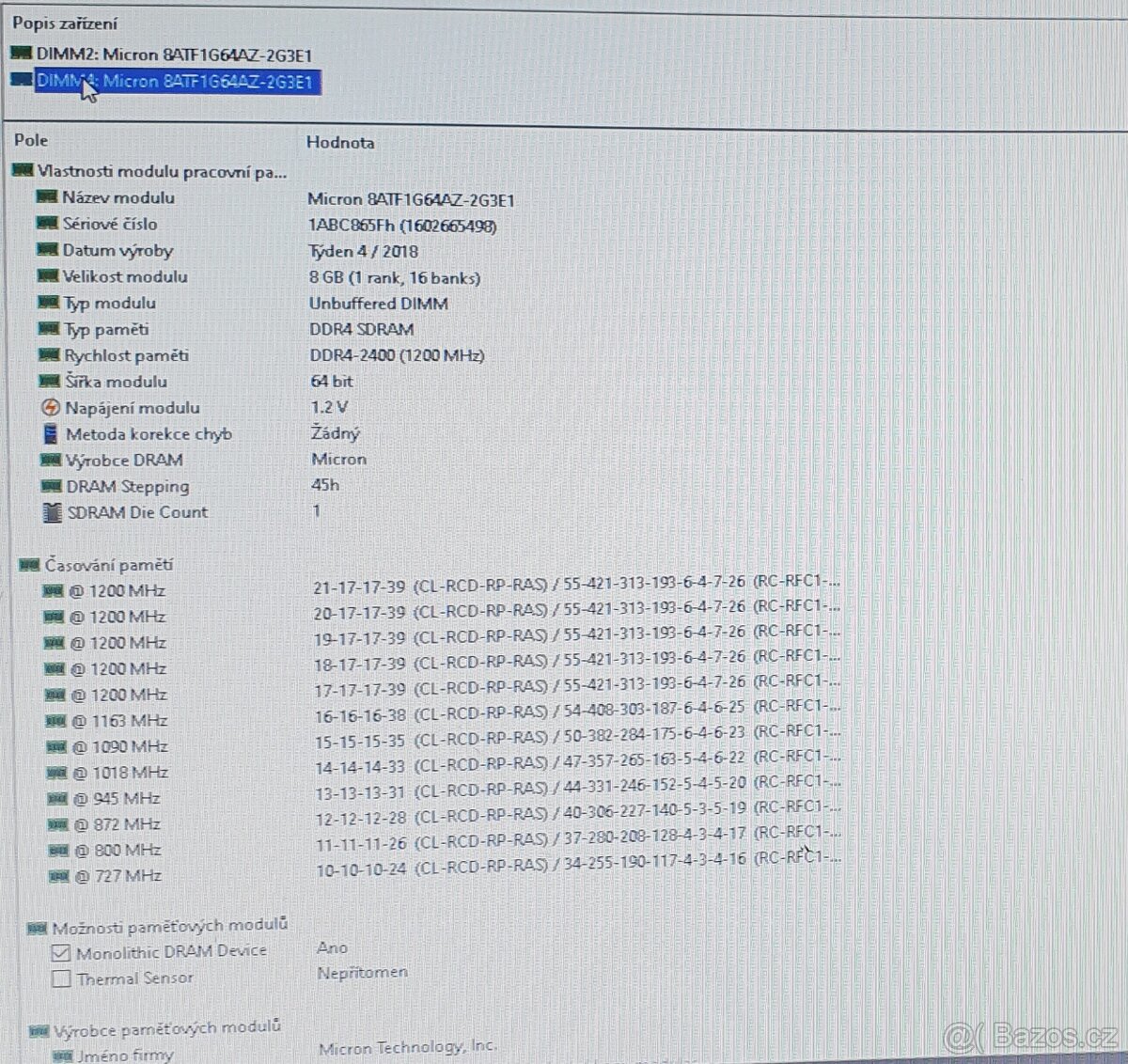 2x 8gb Micron ddr4 2400mhz do PC(MemTest86 ok)(3) - 9