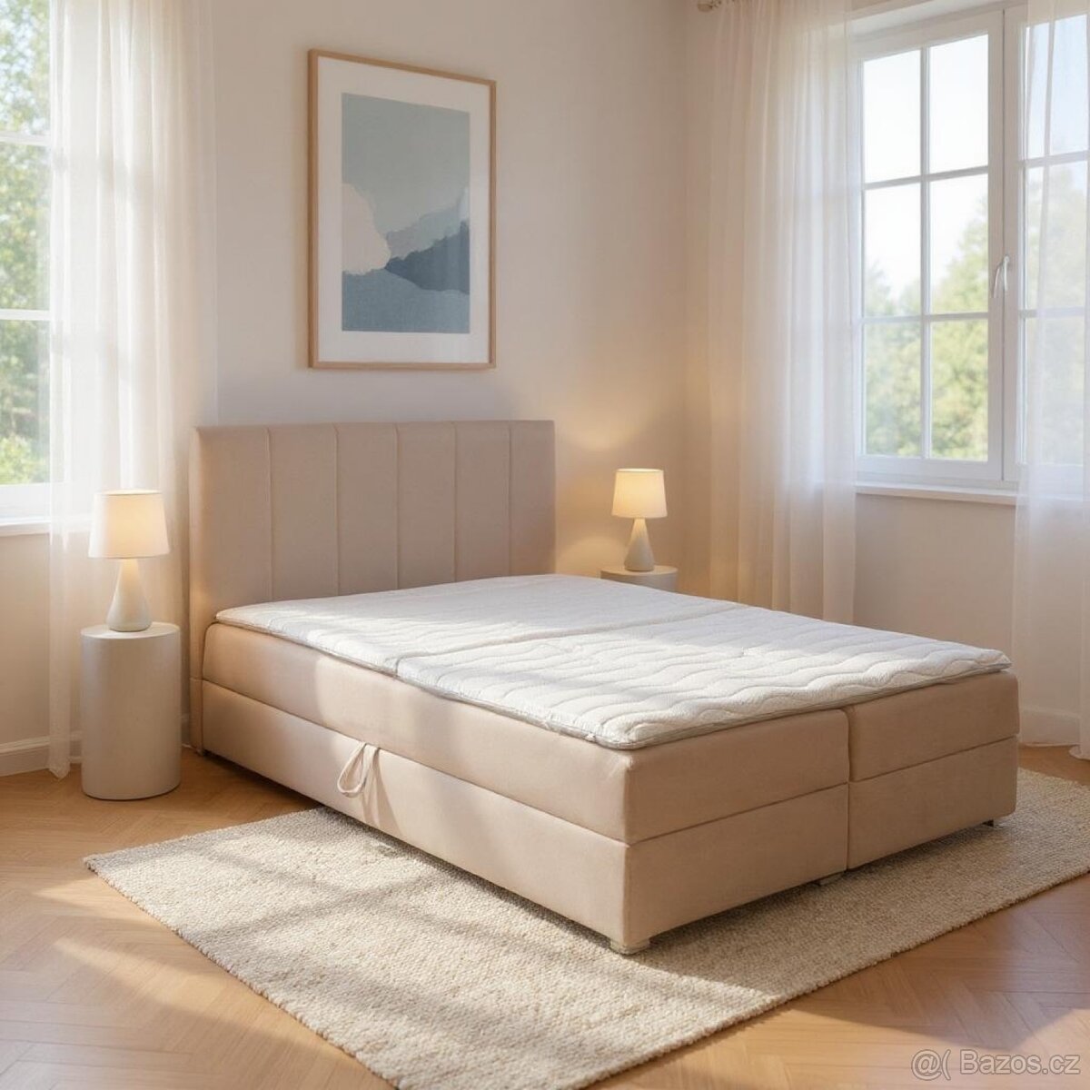 Nove Manželské postele 180/200 béžový - 9