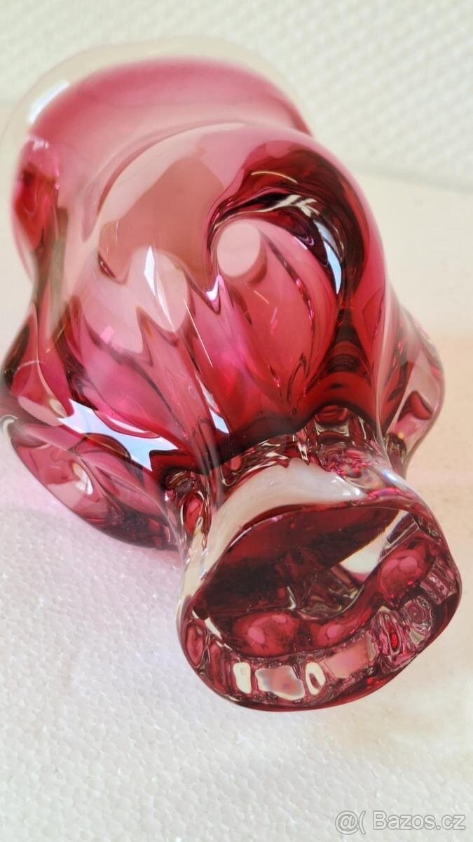 STARÁ VÁZA HUTNÍ SKLO. TOP STAV. - 9