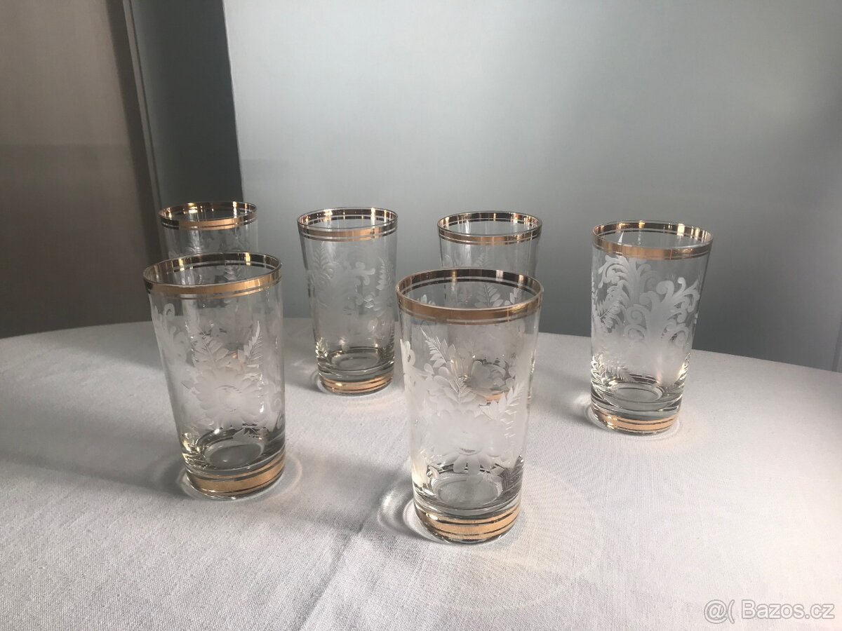 Bohemia Crystal broušené zlacené sklenice - 9