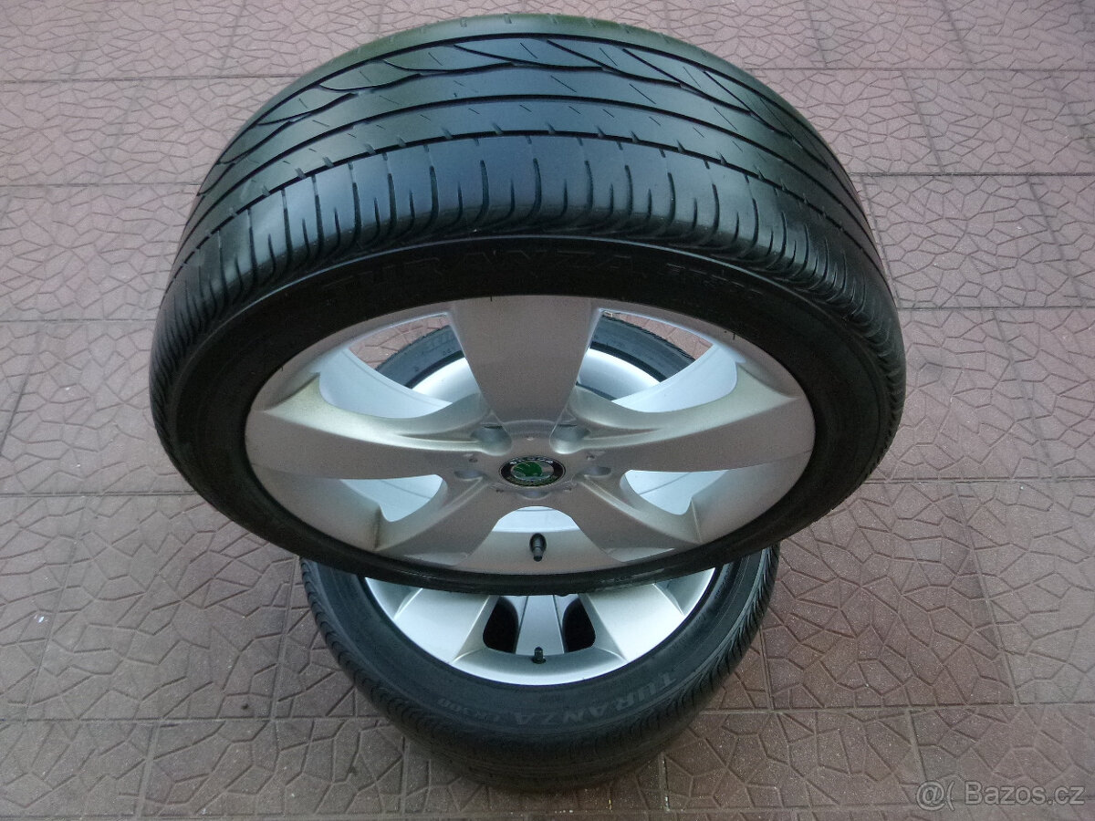 Letní sada alu disky kola - originál Škoda 5x112 7Jx17 ET54 - 9