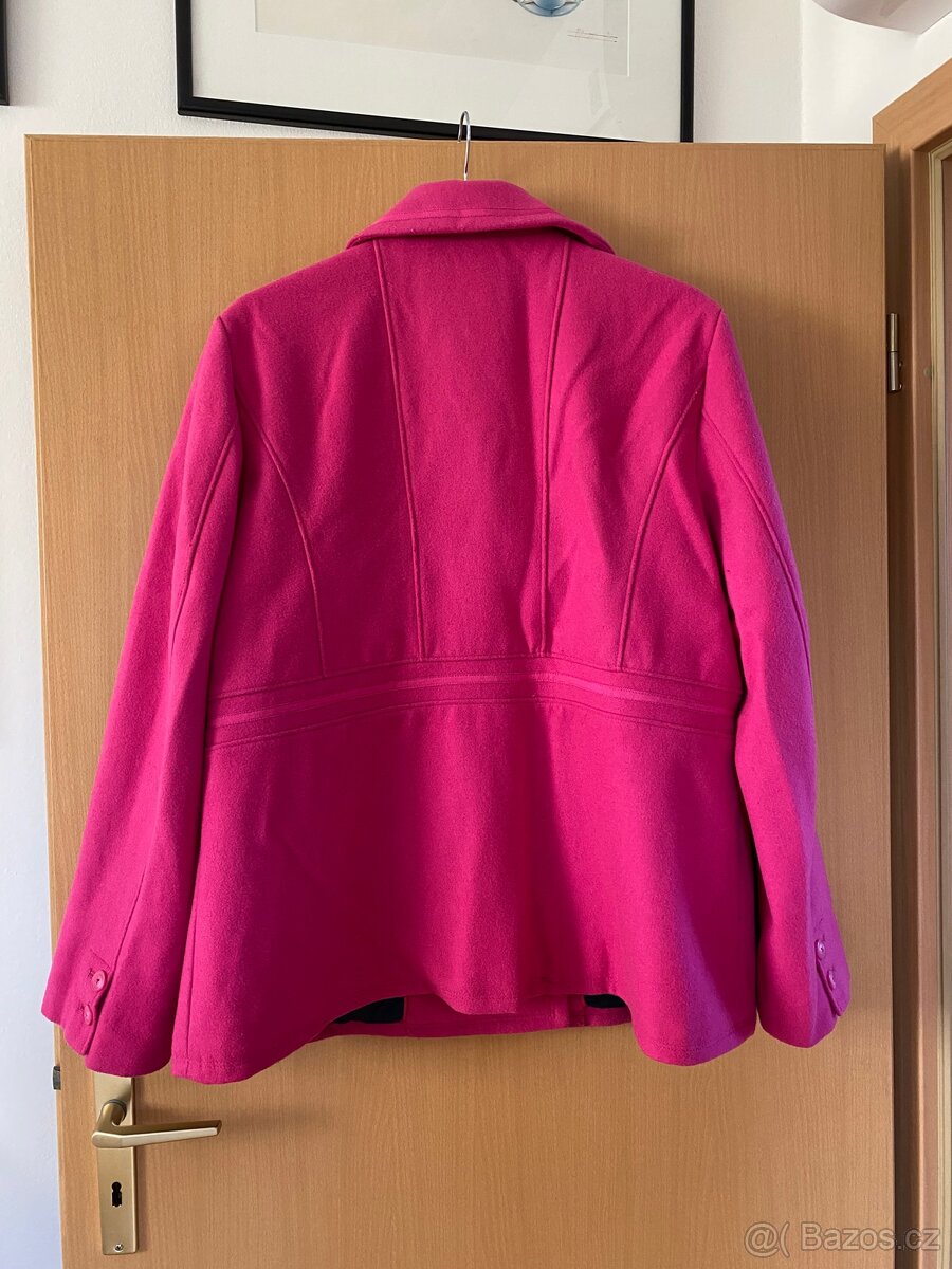 Tommy Hilfiger vlněný teplý kabát XXL růžová barva hot pink - 9
