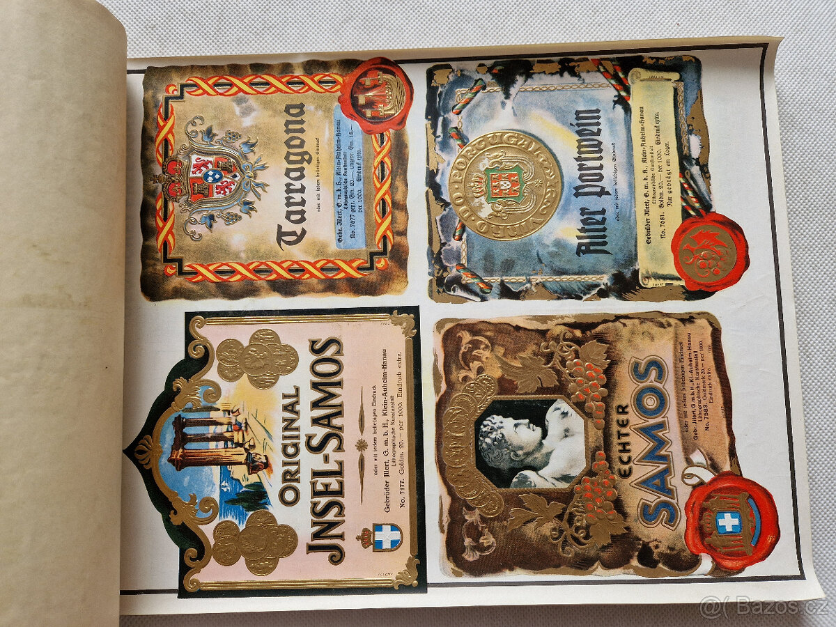 Starý reklamní vzorník etikety víno likér 1930 litografie - 9