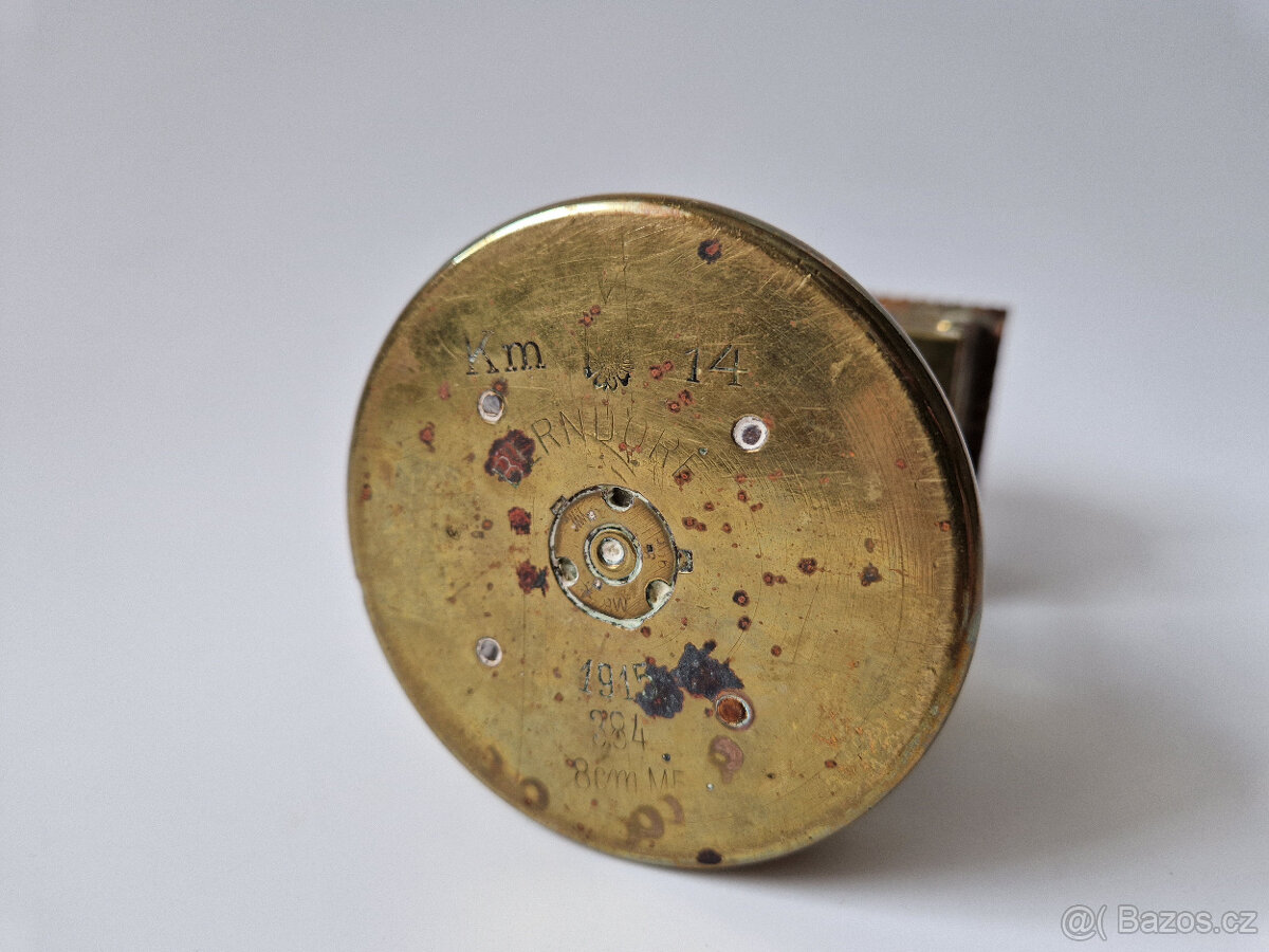 Starožitný stojánek na kapesní hodinky zákopové umění 1915 - 9