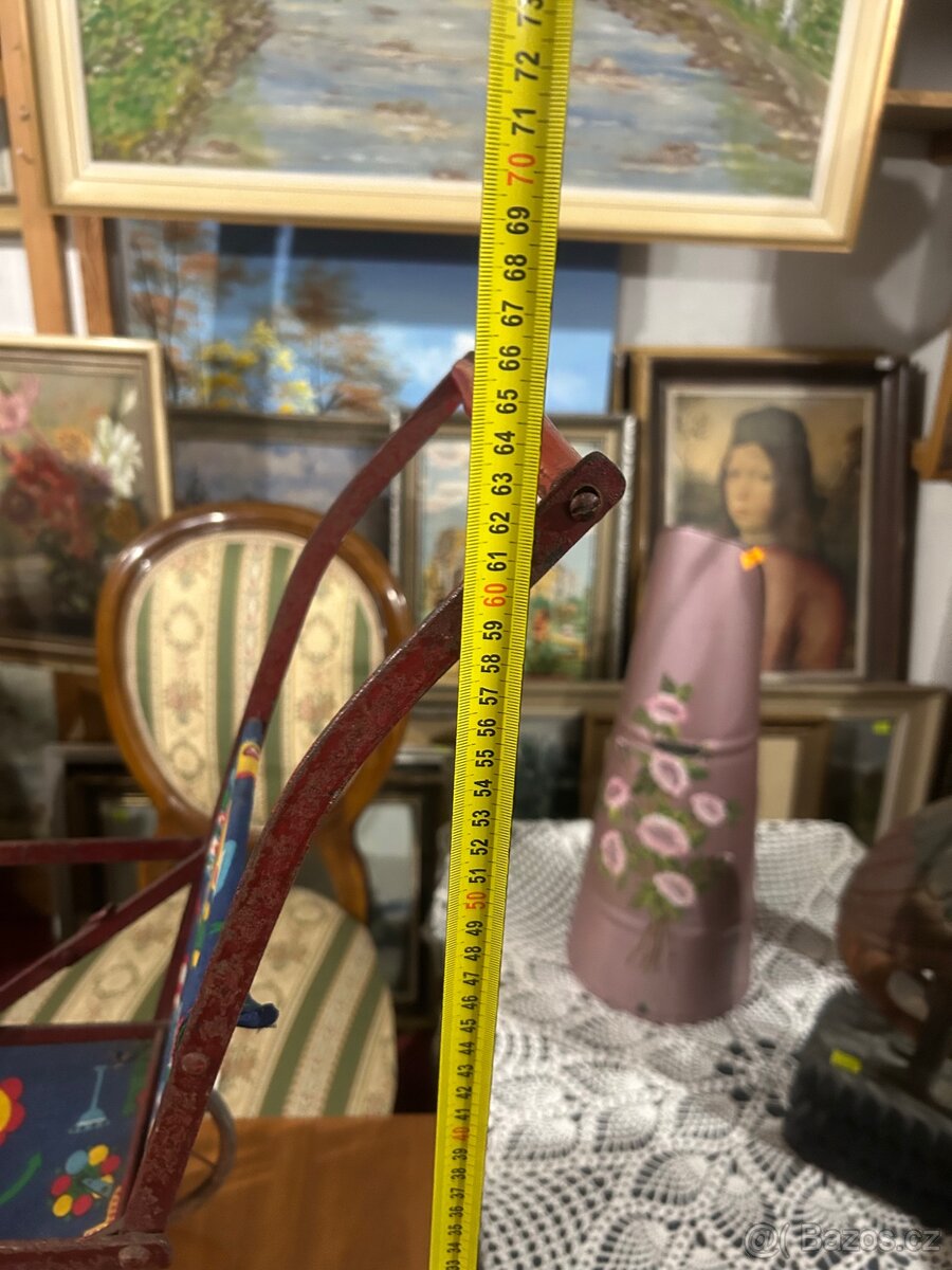 Starý retro kočárek pro panenky – kovový rám,60.–70. léta - 9