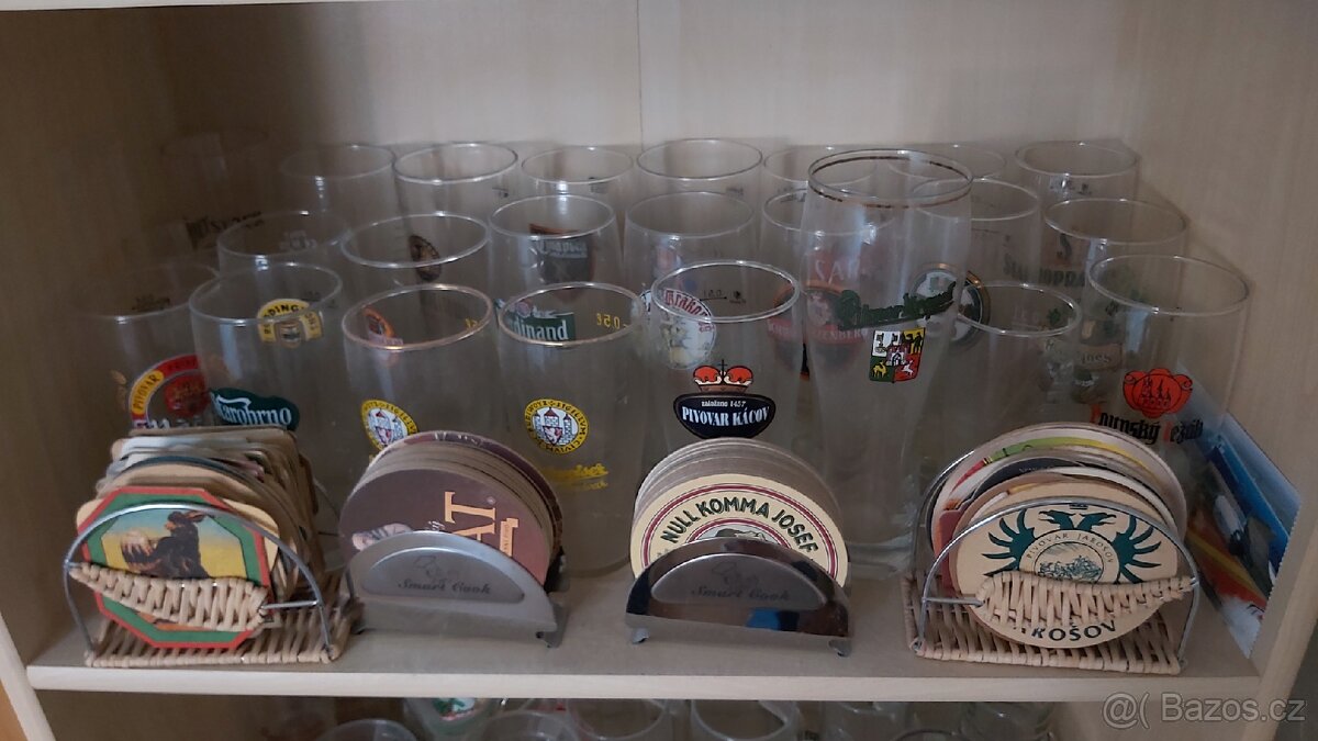 Sklenice Korbele 70.léta+, pivní tácky - 9