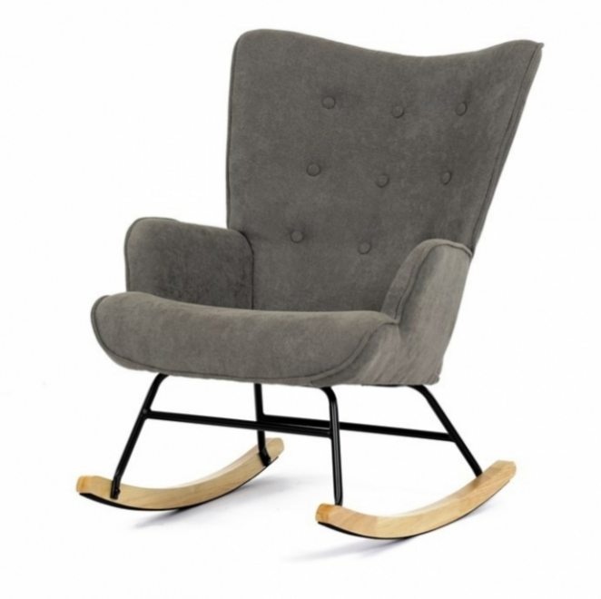 Houpací křeslo 371 s látkovým potahem v zelené, hnědé a růžo - 9