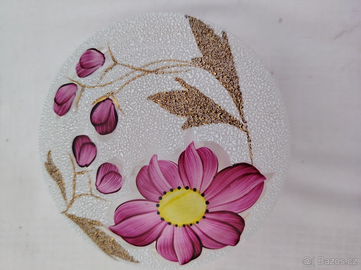 Skleněná cukřenka s růžovými květy - 9