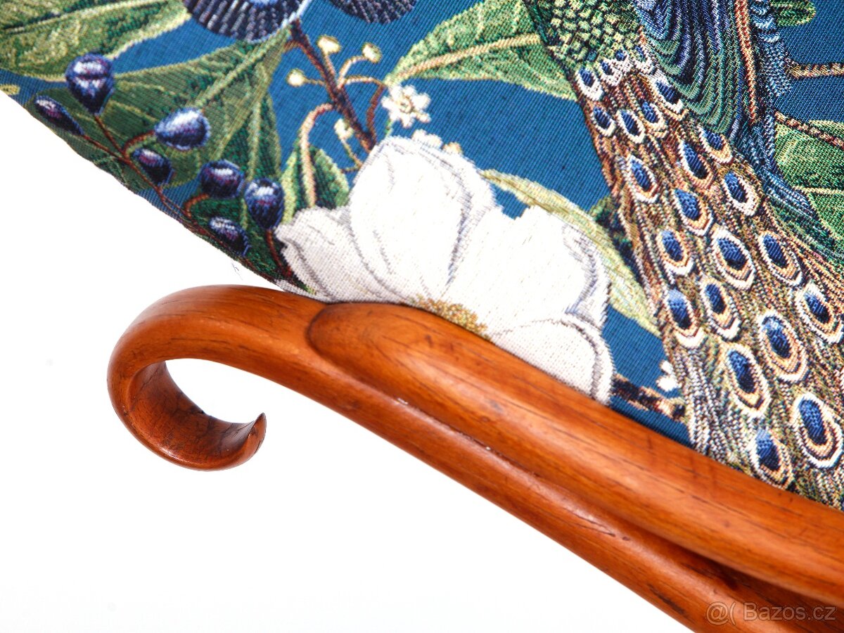 Přečalouněné houpací křeslo THONET, super stav. - 9