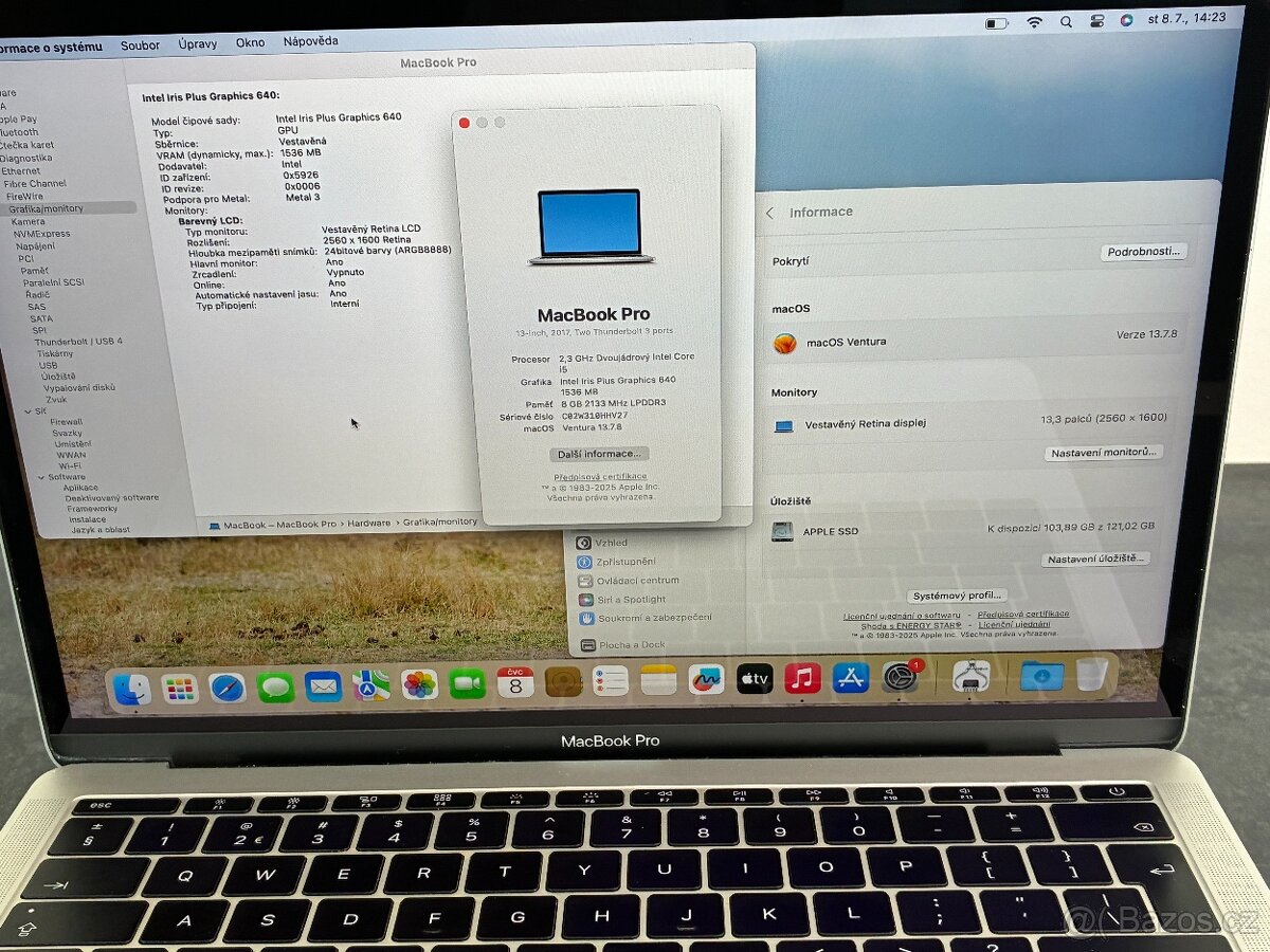 MacBook Pro 13'' 2017 / i5 / 8GB / 128GB SSD - DPH - 9