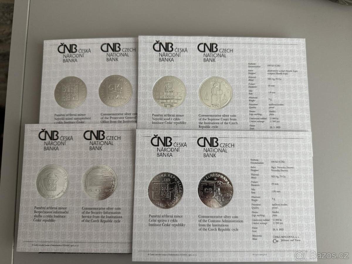 4x 100 Kč komplet INSTITUCE ČR 2024 a 2025 - 9