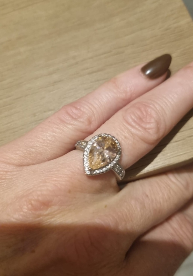 Nový dámský stříbrný prsten 925 slza slzicka růžový kámen - 9