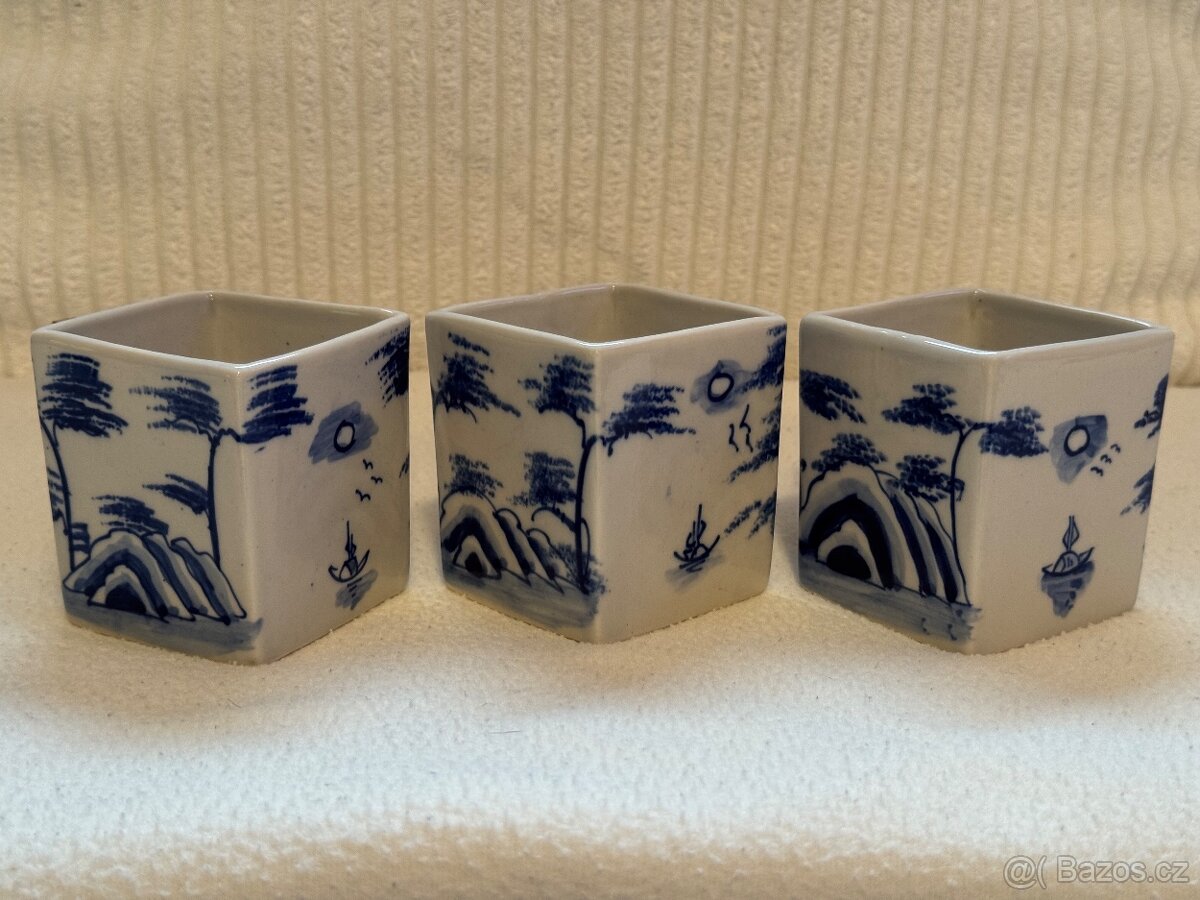 Stará čínská čajová souprava- modrobílé barvy. - 9