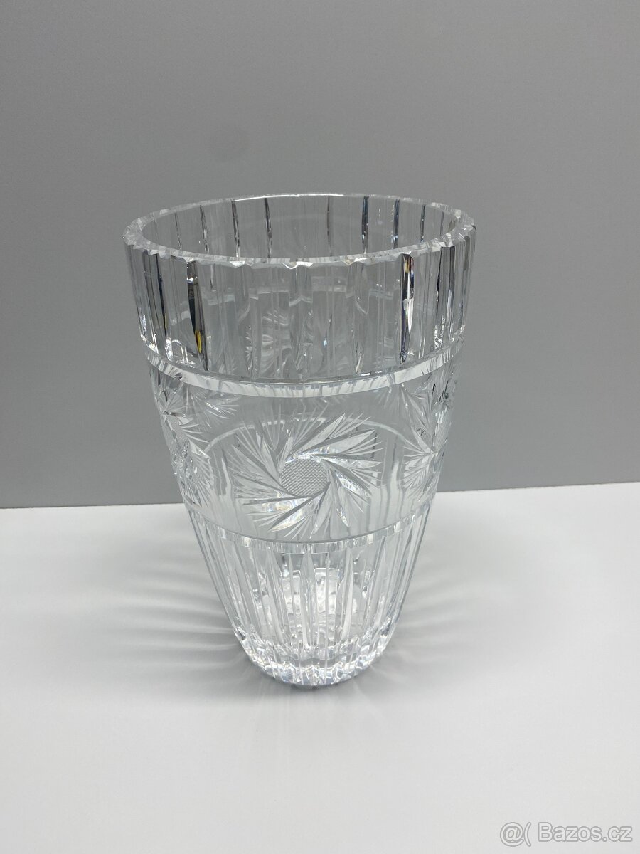 váza velká křišťálová váza broušená sklárna poděbrady - 9