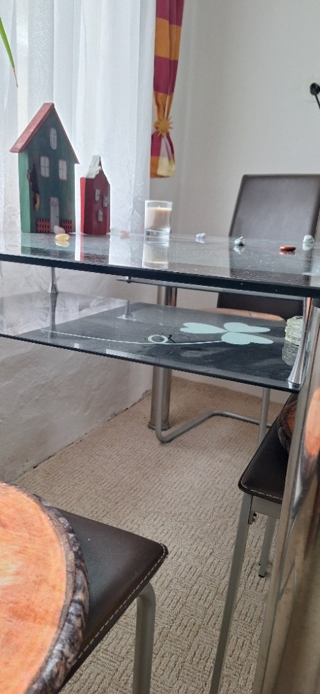 skleněný jídelní stůl + židle - 9