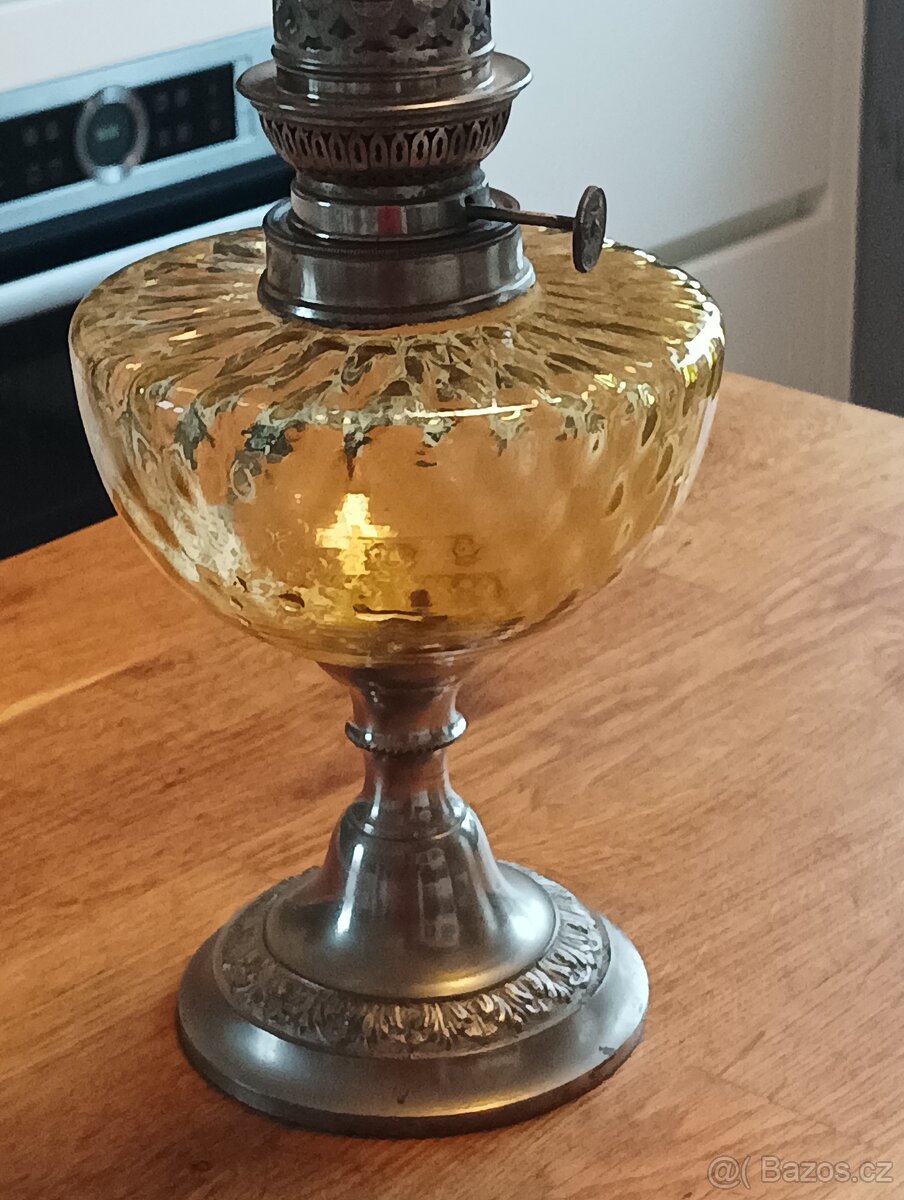 ART DECO STAROŽITNÁ PETROLEJOVÁ LAMPA UNIS PARIS KOLEM 1920 - 9