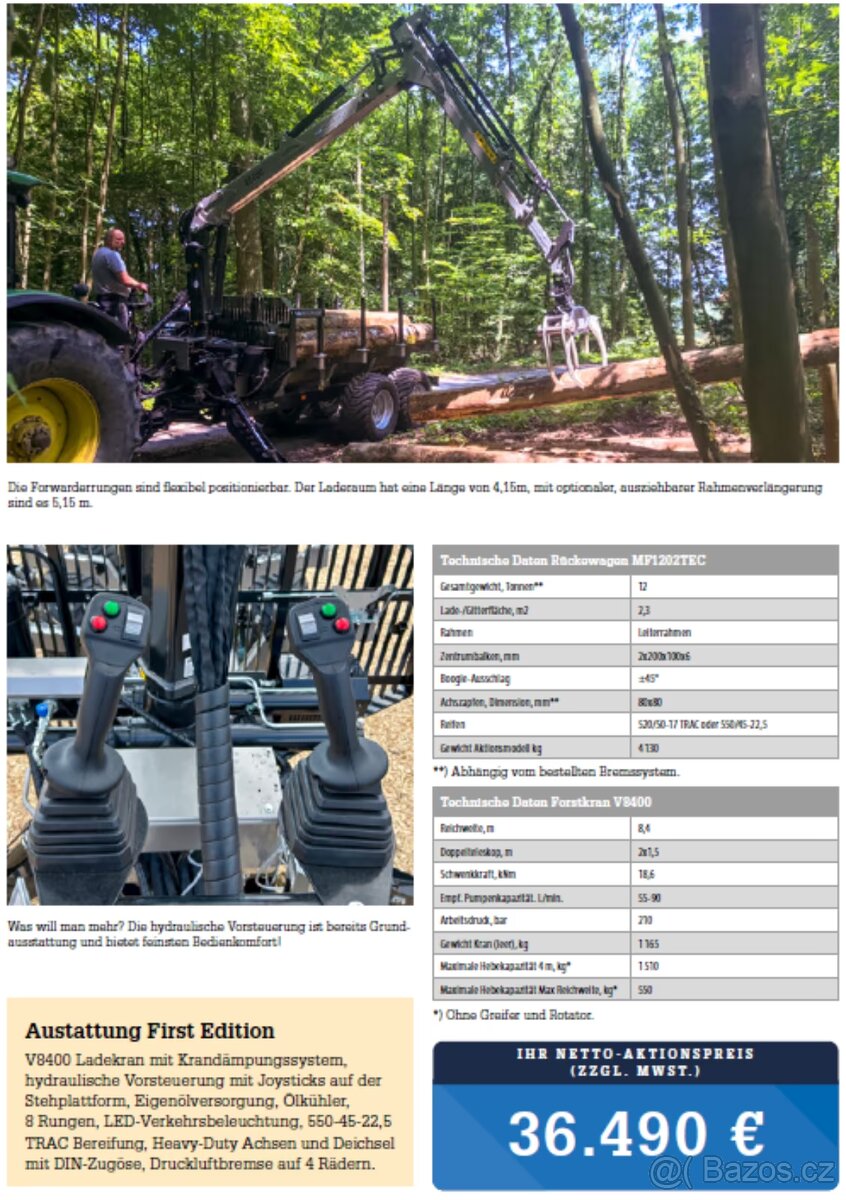 Přívěs na přepravu dřeva Trejon Multiforest MF1202 s jeřábem - 9
