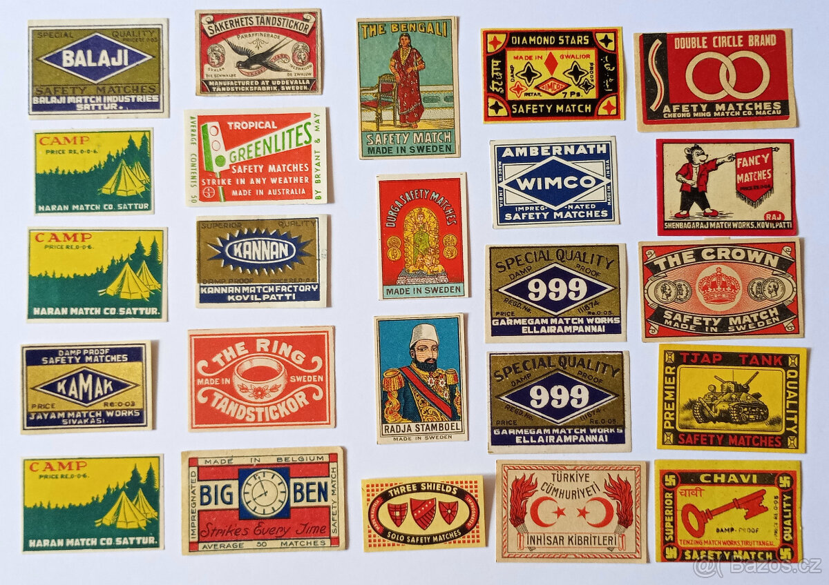 Starší zápalkové nálepky Švédsko – 425 ks, zachovalé - 9