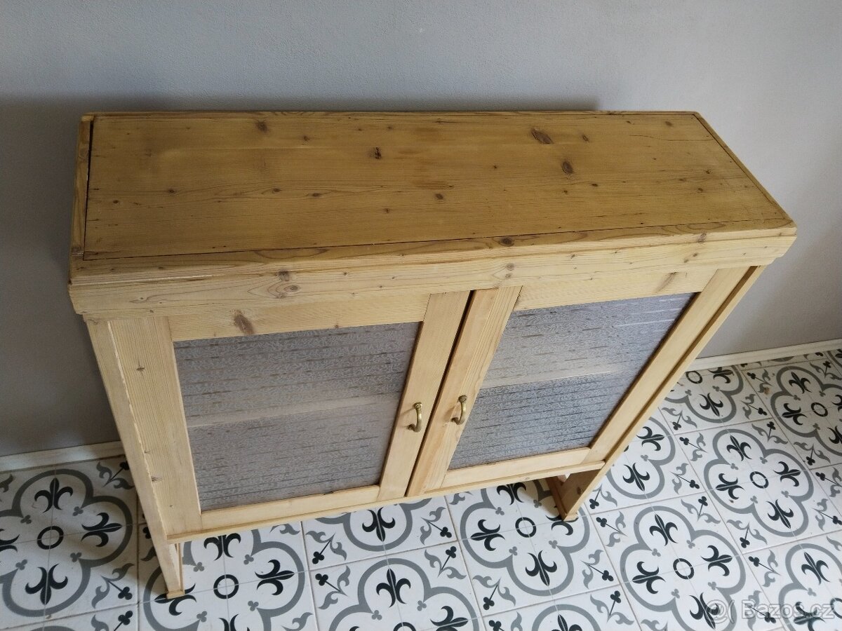 Stará, prosklená skříňka, vršek, vitrína - 9