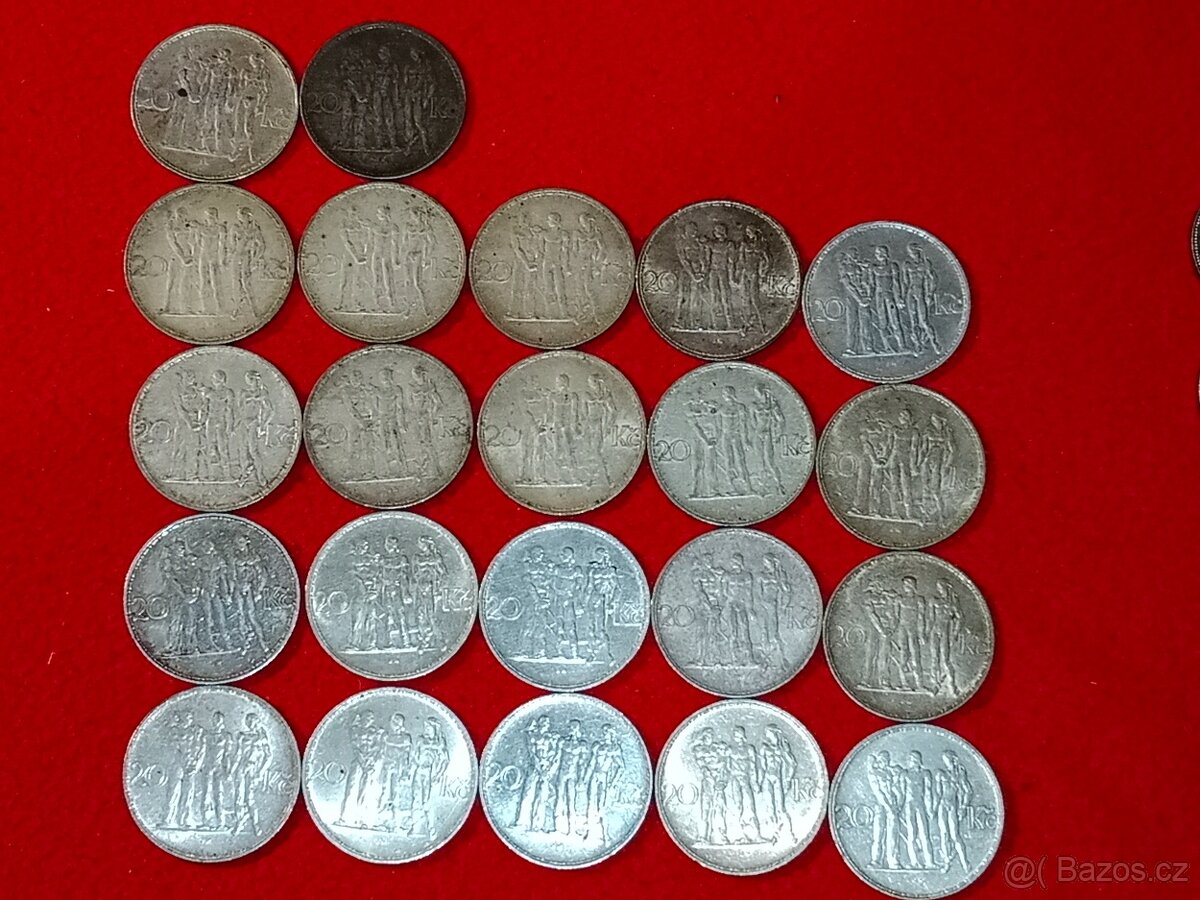 Československé stříbrné mince 194 ks - pouze komplet - 9