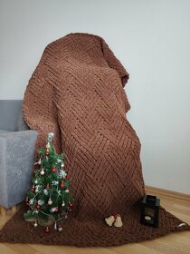Pletená deka pro dospělé hnědá - 9