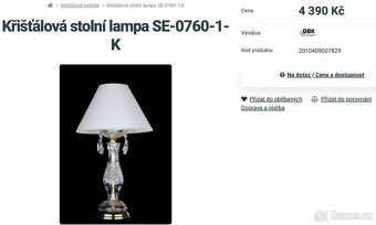 Křišťálová stolní lampa, český výrobce DBK GLASS - 9