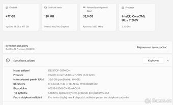 Dell Pro 14 Premium PA14250 – 32GB / 512GB /Ultra 7 / záruka - 9
