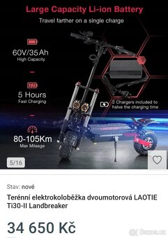 Terénní elektrokoloběžka Laotie Ti30-II Landbreaker – 5600W, - 9