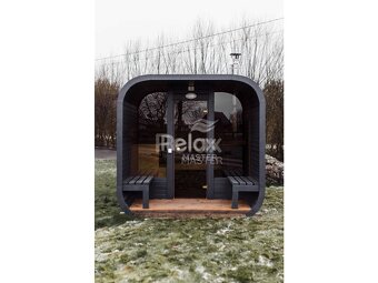 Zahradní finská sauna CUBE sauna 3M s terasou - 9
