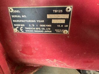 Minibagr Takeuchi Tb 125 2007 4x lžíce - 9