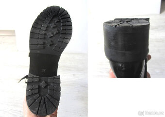 Efektní černé dámské kožené boty, pásky a přezky - 9