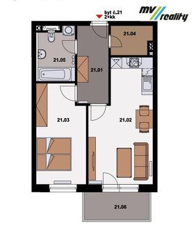 Poděbrady pronájem bytu 2+kk, 54 m2, balkón, vnitřní parkova - 9