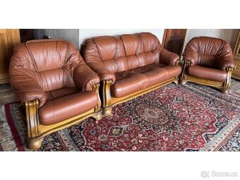 Dubová rustikální kožená souprava 3+1+1, 3791 - 9