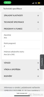 Malá tichá úsporná pračka Haier HW50-BP12307 - 9