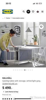 KALLHÄLL Stůl se skl. deskou a úl. prostorem nový - 9