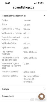 Čalouněná postel s přistýlkou -  COMFINO VELVET 120x200 - 9