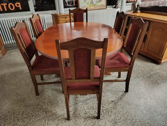 Rustikální jídelní set, stůl, 6 židlí, masív - 9