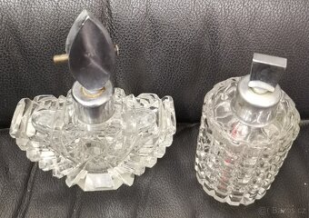 Bohemian Czech Art Deco Glass broušený flakon na parfém - 9