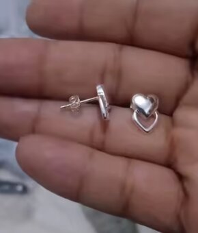 Nové dámské stříbrné náušnice srdce srdíčka 925 - 9