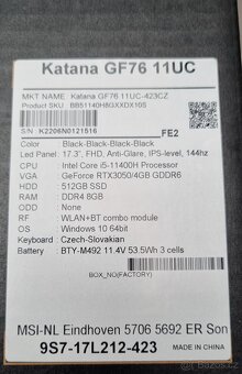 Herní notebook MSI Katana - 9