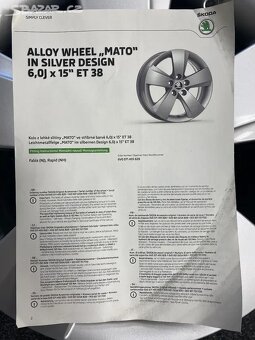 ALU hliníková kola(disky) Škoda MATO 15 6V0071495 8Z8 - nové - 9