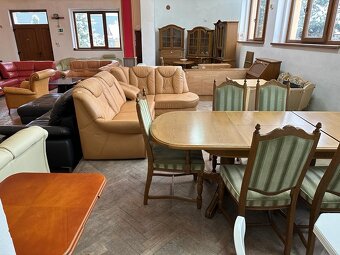 113 Rustikální jídelní set rozkládací stůl 4 židle 2 křesla - 9