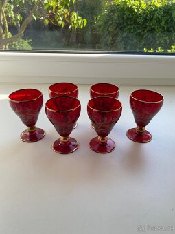 Vintage sada rubínových skleniček - 18 ks - 9
