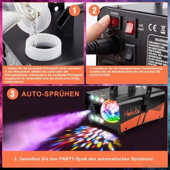 HAKUTA mlhový stroj, 600W s disco koulí a LED RGB - 9