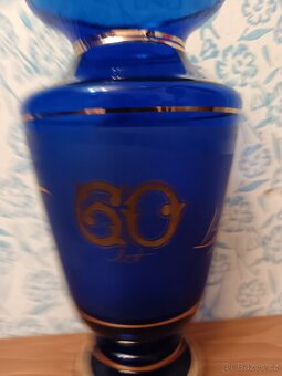 Modrá skleněná váza květinová - 9